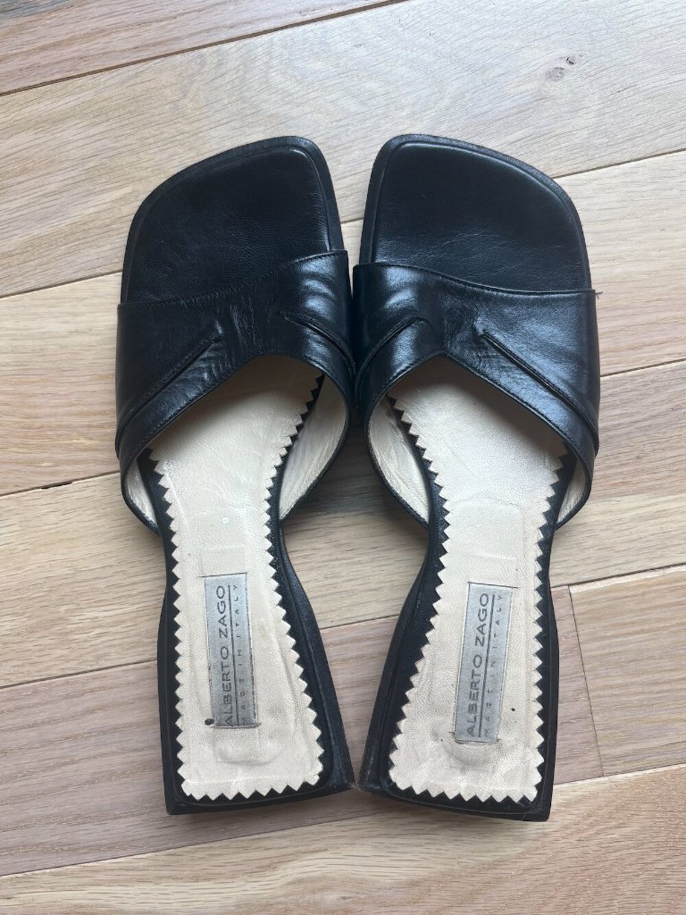 Alberto Zago Leather Slides Size 37